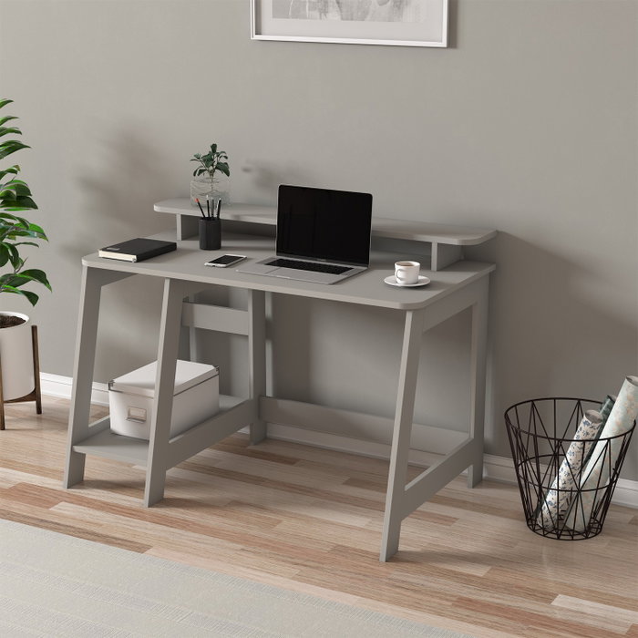 Hanah Home Escritorio de Estudio Gris con Estantes